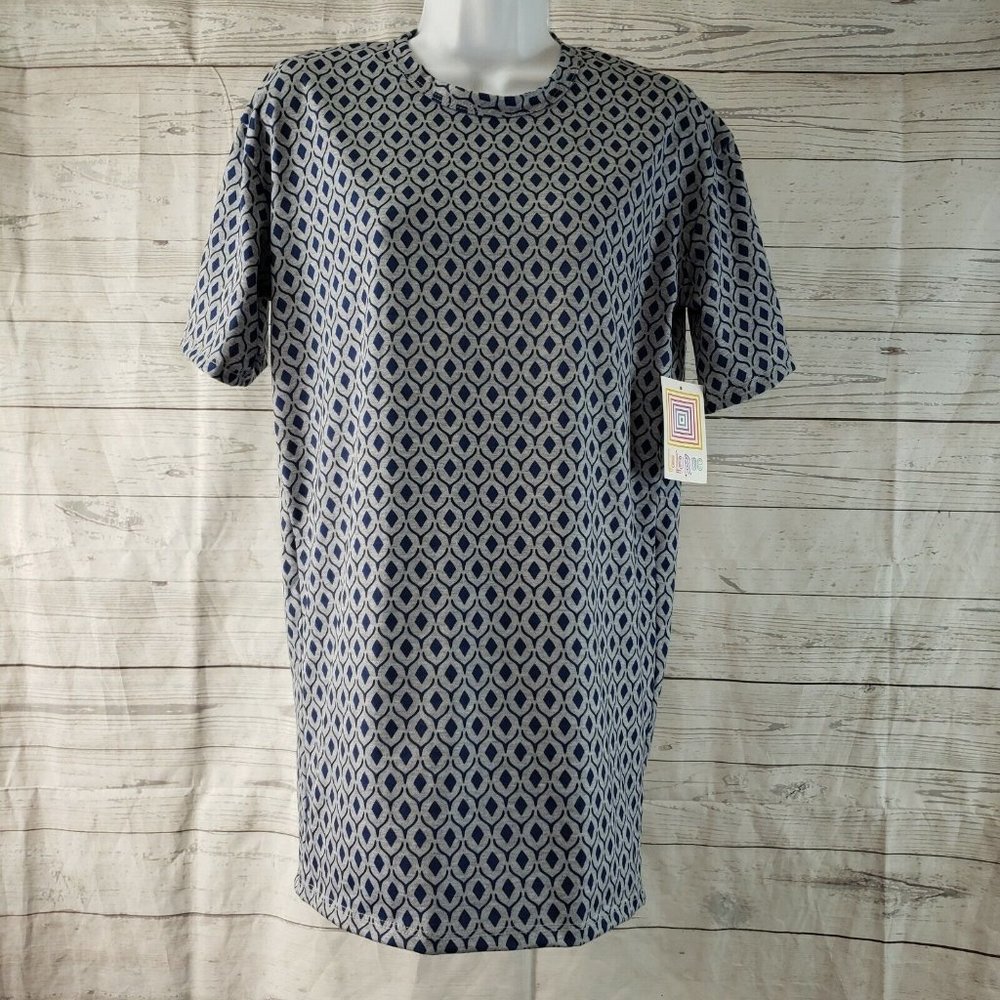 LuLaRoe Womens Patrick Top Sz XS Blue Gray Short Sleeve